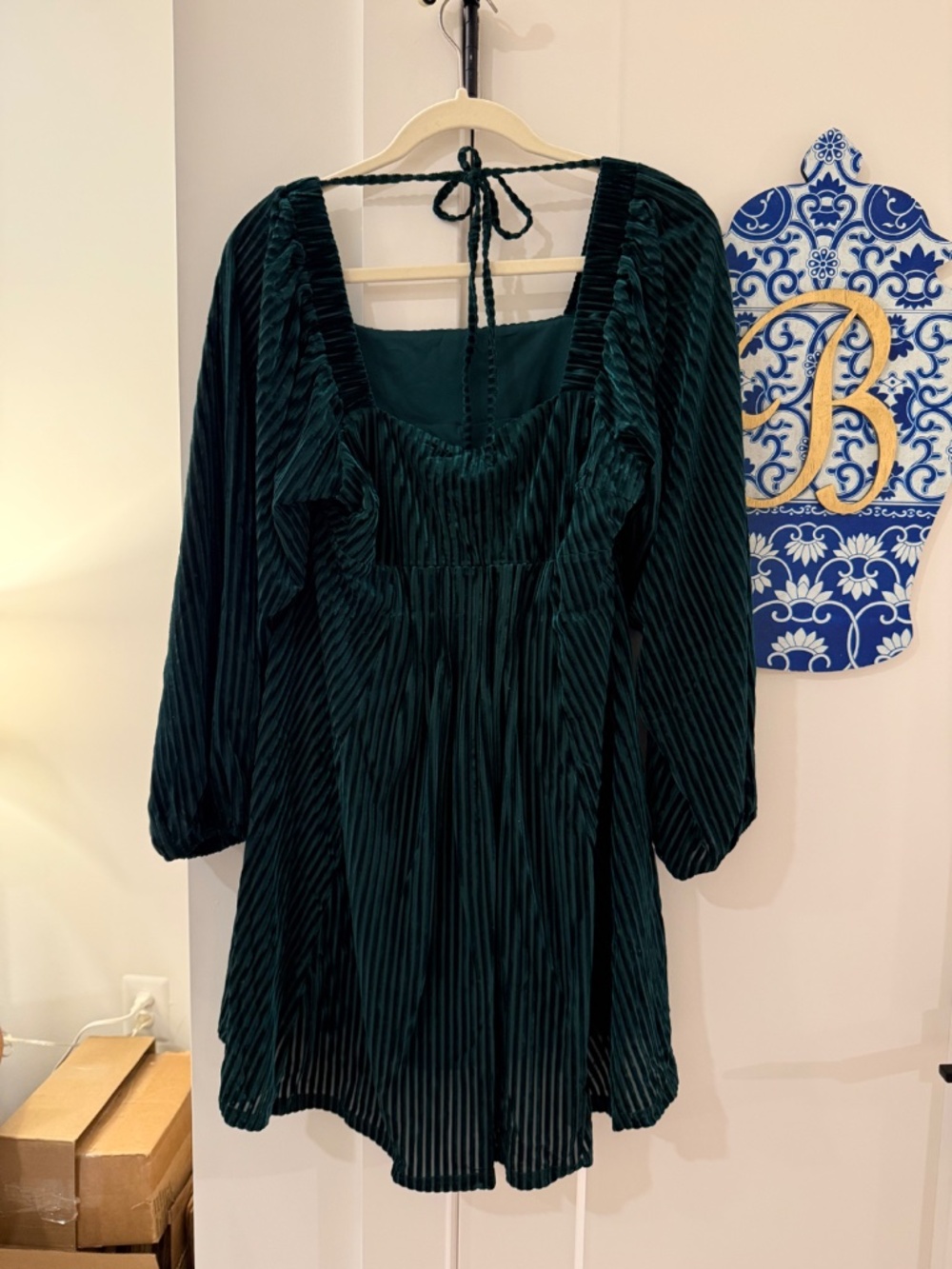 Green Ribbed Dress - Picture 2 of 3
